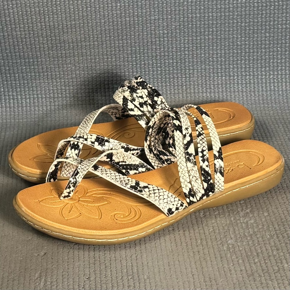 b.o.c. by‎ Born Women’s Alisha Criss Cross Strap Flat Sandals Snake Print Size 7